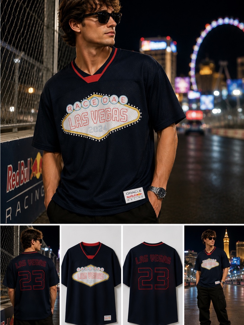NWT Oracle Red Bull Racing Castore 2024 Las Vegas GP Race Day Baseball Jersey XL